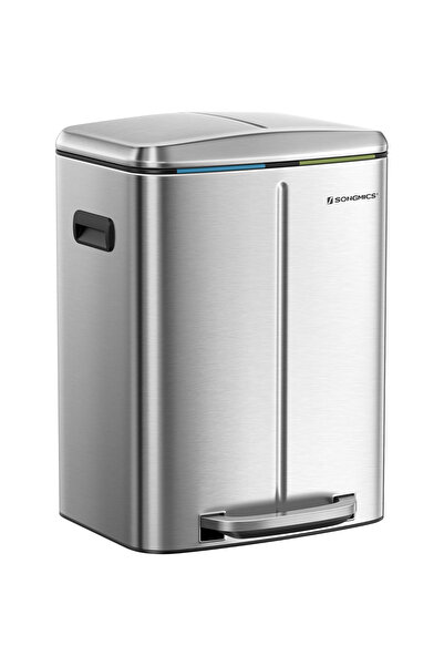 SONGMICS Double Trash Can 2x20L, with Pedals and Soft-Close Lid, Inner Bucket...