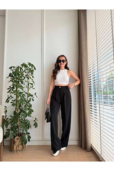 IŞILDA FASHION Παντελόνι παλάτσο με ελαστική μέση Işılda