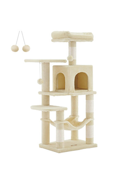 feandrea Cat Tree Made of Particle Board with Sisal, 112cm, Beige