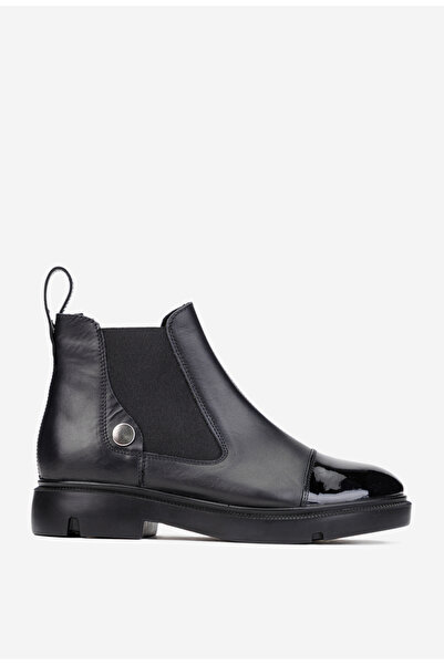 Dasha Ghete dama negre din piele naturala box cu detaliu lacuit