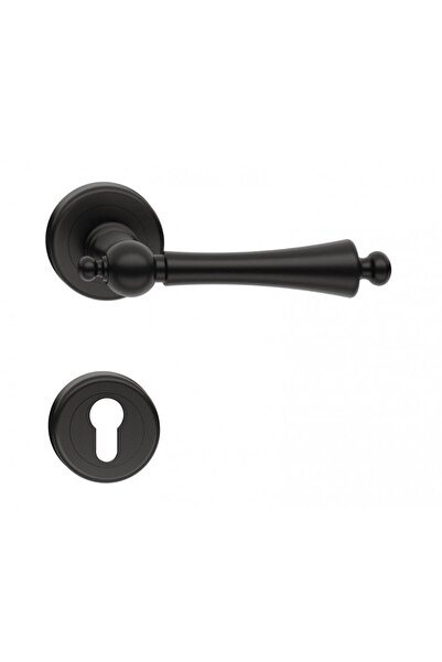 THG CENTURY Black Matte Door Handles with Lock Rosette