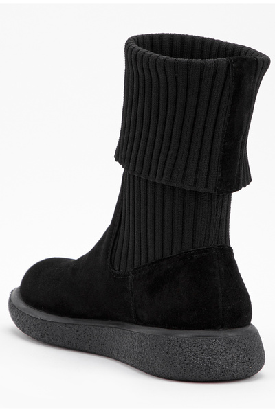 Dasha Ghete dama negre din piele intoarsa si material textil