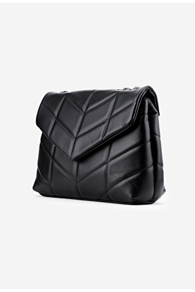 Dasha Women's black Leather bag with Quilted look