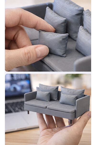 3d layer craft 1/12 Ölçek Minyatür Koltuk Diorama Eşya Aksesuar Maket - Bebek...