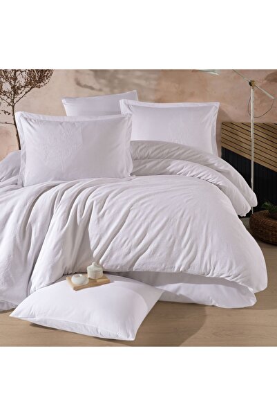 Clasy Lenjerie de pat premium jacquard cu broderie, Home, Marlet V1 Alb