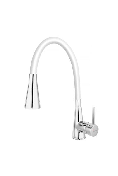 FERRO Baterie bucatarie cu pipa flexibila Zumba II alb