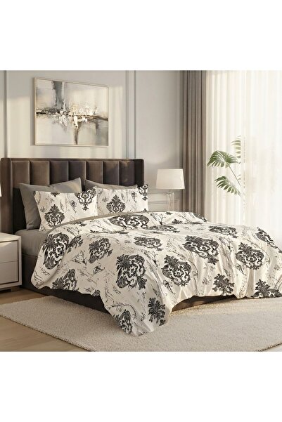 Pucioasa Set de lenjerie de pat dublu din 6 piese, Gri Baroc