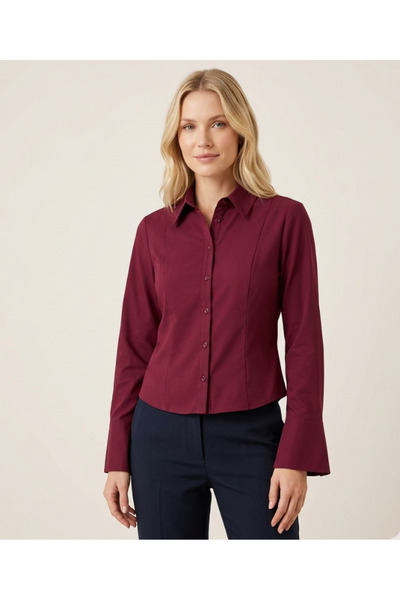 axy Kadın Bordo Klasik Gömlek Uzun Kollu Dar Kesim slim fit