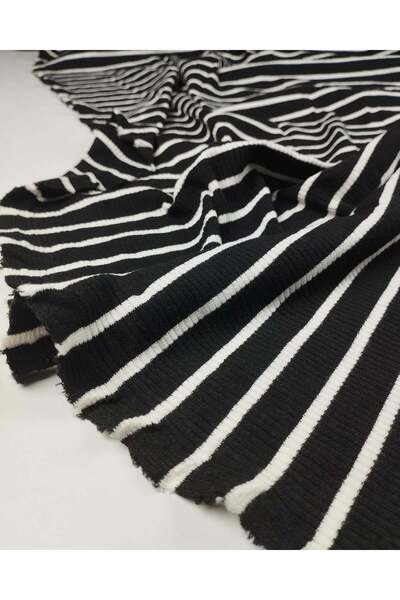 Kumaş Parça Ribbed Knit Knitted Pieces in Black and White Colors (Width 135 c...