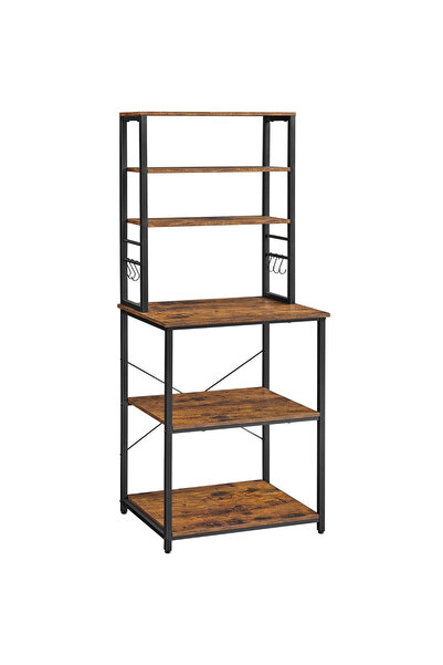 OEM Kitchen shelf, microwave space, 6 shelves, 40x60x167cm, rustic brown and ...