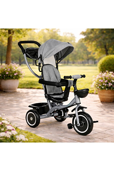 Selgot Tricicletă 2 în 1 pentru copii, scaun rotativ la 360°, roți EVA, coper...