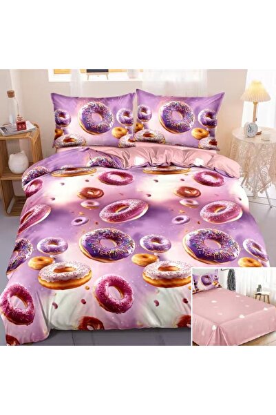 OEM Bed linen, 2 people, satin cotton, 4 pieces, with print, LSN4717