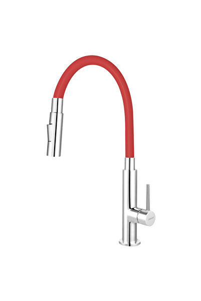 FERRO Kitchen faucet, Ferro, Zumba Slim 2F, with flexible spout, red