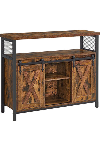 OEM Comoda pentru living sau bucatarie, cu 2 usi glisante, stil rustic, 33x10...