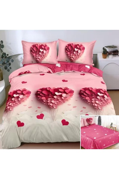 OEM Bed linen, 2 people, satin cotton, 4 pieces, with print, LSN4722