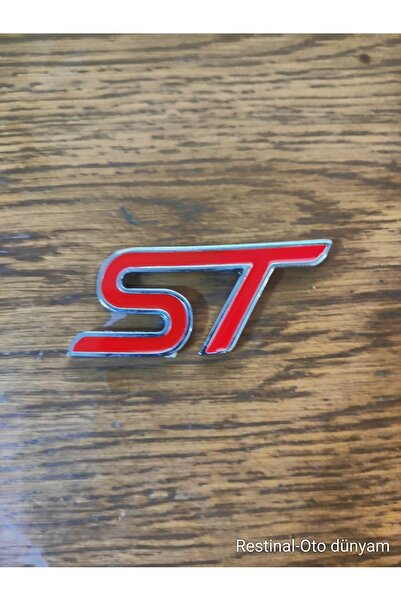 restinal Ford Focus Fiesta ST Yazı Arma 3D Kırmızı Krom Logo Yapıştırma Stick...
