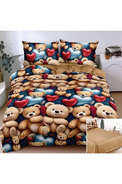 OEM Bed linen, 2 people, satin cotton, 4 pieces, with print, LSN4707