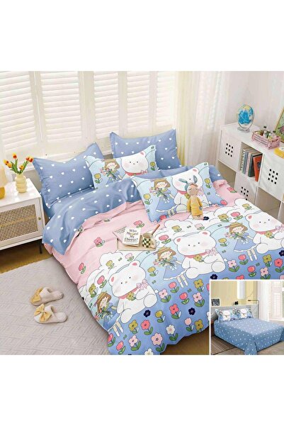 OEM Bed linen, 2 people, satin cotton, 4 pieces, with print, LSN4680