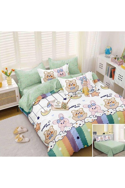 OEM Bed linen, 2 people, satin cotton, 4 pieces, with print, LSN4684