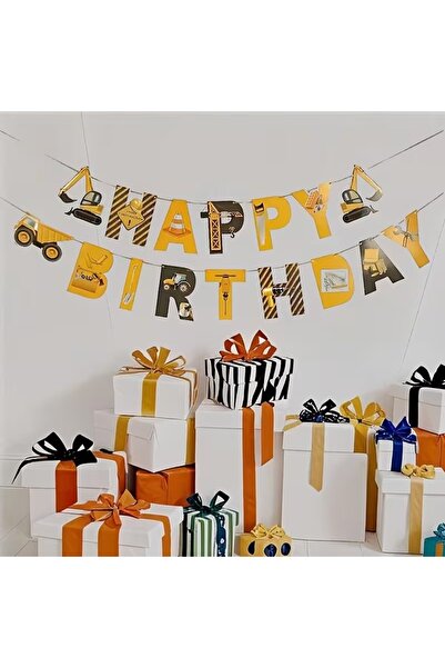 Generic Brand لافتة عيد ميلاد سعيد بتصميم الحفارات، زينة عيد ميلاد ذات طابع بناء