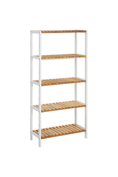 SONGMICS Bamboo storage rack, 5 shelves, for kitchen or bathroom, 130x60x26cm...