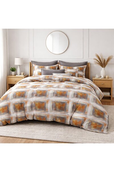 Pucioasa Finet elastic bed linen, 6 pieces, Abstract caramel grey