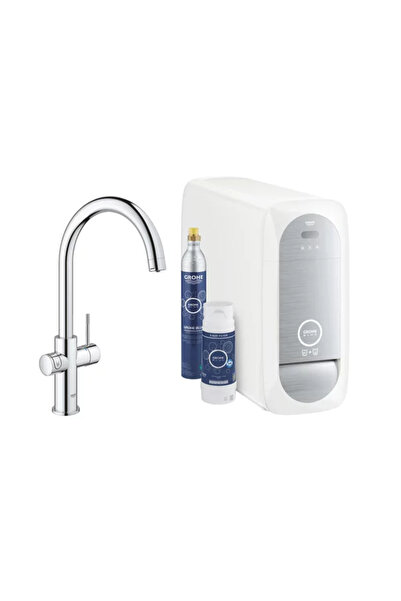 Grohe Blue Home chrome kitchen faucet type C spout and Starter Kit
