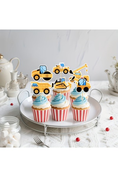 Generic Brand 48 Pieces Construction Themed Cupcake Toppers Engineering Vehic...