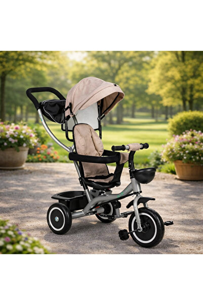 Selgot Tricicletă 2 în 1 pentru copii, scaun rotativ la 360°, roți EVA, coper...