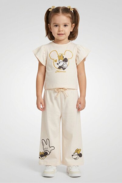 Disney Mickey And Friends Toddlers Girl 2 Pieces Graphic Flutter Sleeve Top A...