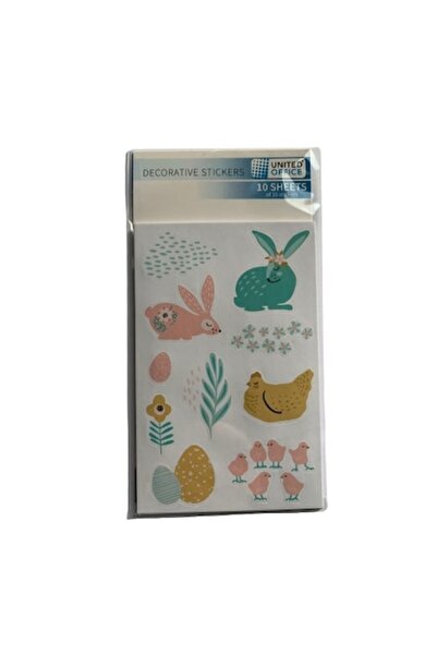 UNITED OFFICE Set de 100 de autocolante decorative de Paște cu iepuri
