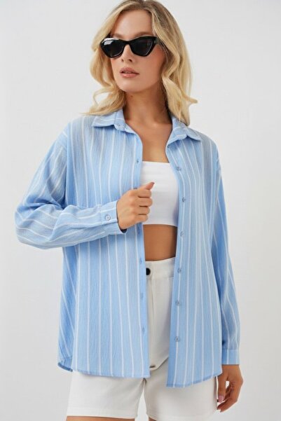 COjans Striped Oversized Shirt 20293 - Blue