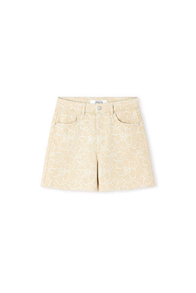 İpekyol Çiçek nakışlı denim şort