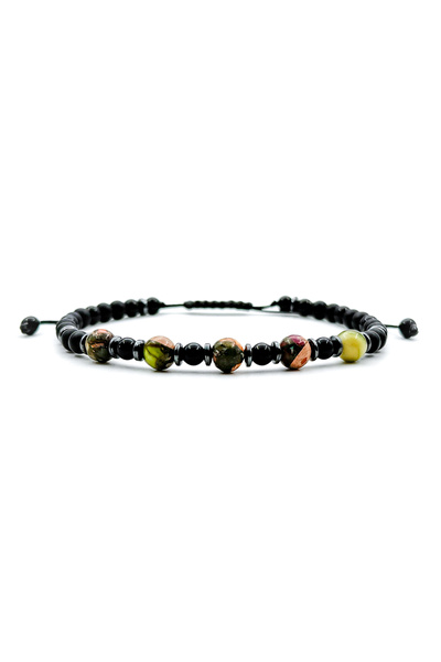 Velar Bracelets Velar Cord Bracelet with Onyx, Hematite and Regalite (Adjusta...
