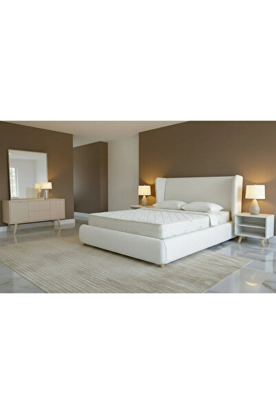 MarketMob Pat Sigma 160x200 cm Stofa Teddy Tapitat Nuanță Alb/Crem Somieră In...