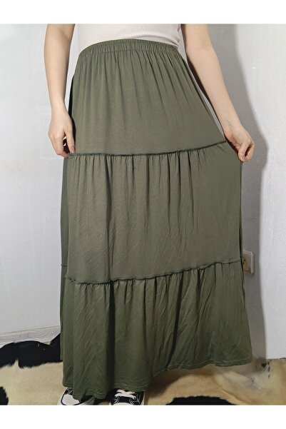 hoaryage Ελαστική μέση, 3 στρώσεις βολάν Μακριά φούστα Χτενισμένο χτενισμένο ...