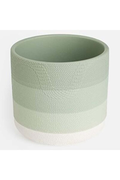 SHOPIENS Ceramic Flower Pot Mask Green Mint Ø14 x 12.5 cm - 1.3 L