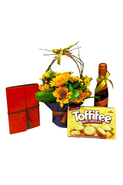 velve Set Sunflower Delight, cos floral, jurnal elegant, prosecco si Toffifee