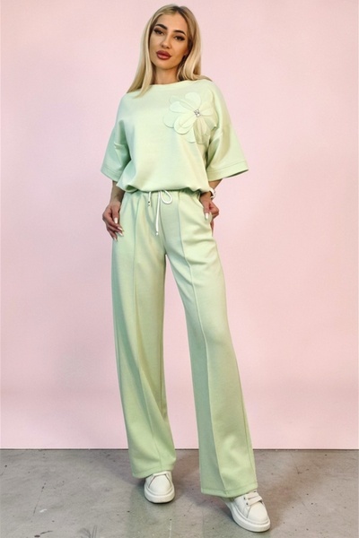 FashionForYou Casual two-piece set Solenne, with floral detail and crystals, ...