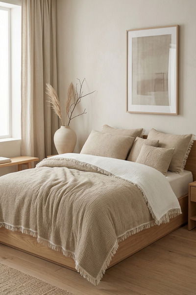 Destiva Home 4 Layer Muslin Double Bedspread 220X230 cm 100% Cotton Sofa Cove...