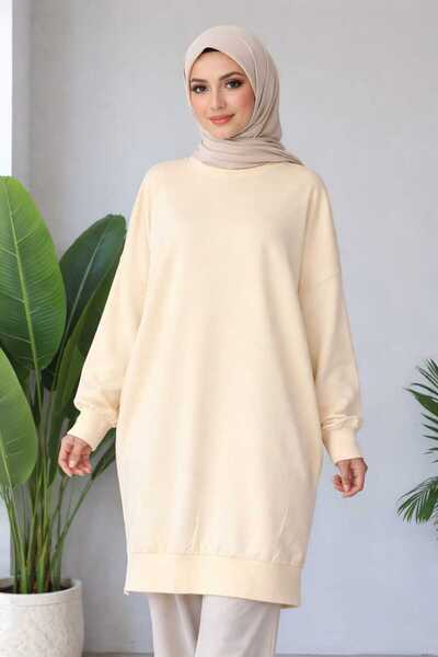 Soul Tunica/Hanorac de damă din bumbac organic, cu gât crew, peste genunchi, ...