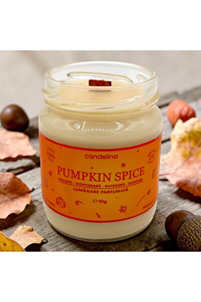 Candelina Lumanare parfumata soia cu fitil lemn, PUMPKIN SPICE – Dovleac, Sco...