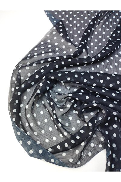 Kumaş Parça قماش شيفون أسود مع نقاط إكرو مطوية عرض: 140 سم