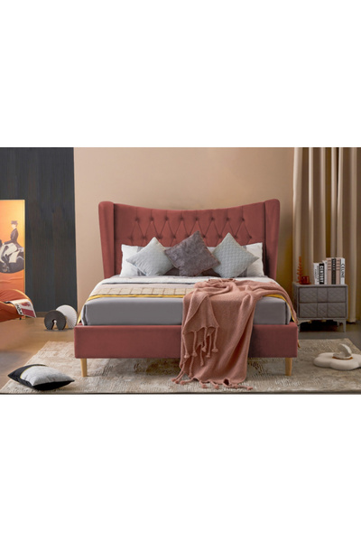 MarketMob Pat Lora 180x200 cm Tapitat Catifea Roz Somiera Inclusa