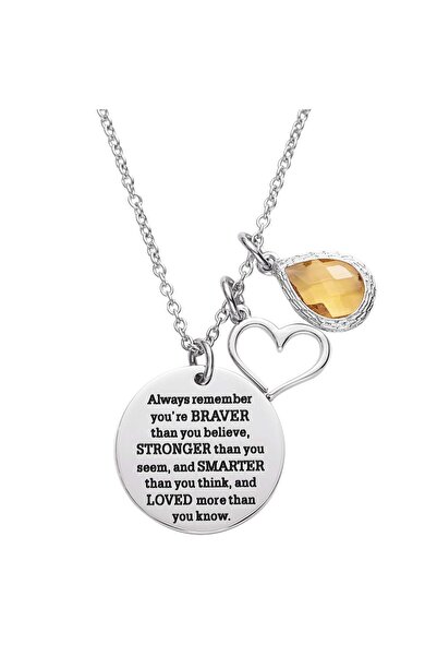 LParkin Stainless Steel Necklace with Yellow Stone