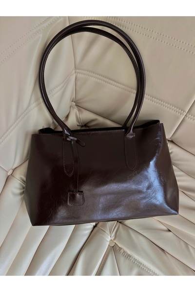 minebag Vegas Women's Shoulder Bag with Leather Accessories Brown