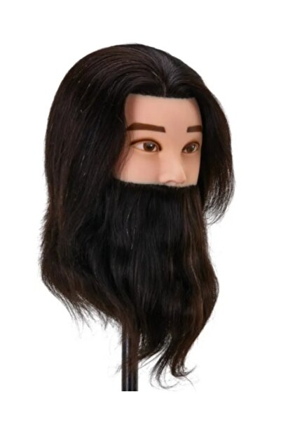 Pauco Profesional Hairdressing Mannequin Head with Hair for Men + Holder