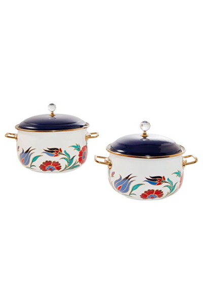 esdekor 20-24 cm Enameled 2-Piece Deep Curved Premium Pot Set