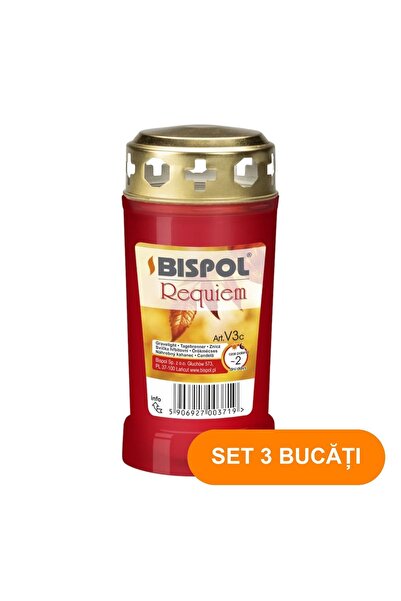 BISPOL SET 3 PIECES - V3CR Rainproof Candle, Red