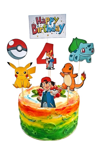 telaşe memuru زينة كعكة بوكيمون وفكرة تزيين عيد ميلاد بوكيمون لعمر 4 سنوات - ...